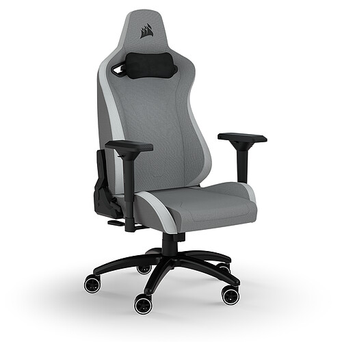 Corsair Fauteuil gaming TC200 – Tissu doux – Gris clair/blanc