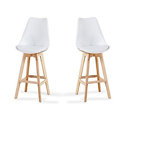 Bobochic Lot de 2 tabourets Nas - Blanc