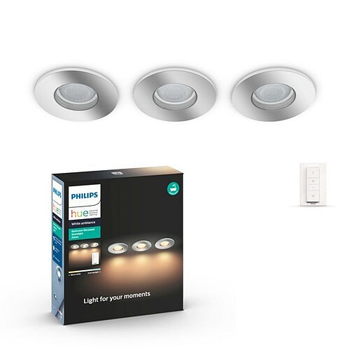 Philips Hue Pack de 3 spots d'intérieur encastrés connectés ADORE - White Ambiance - Télécomande Hue incluse