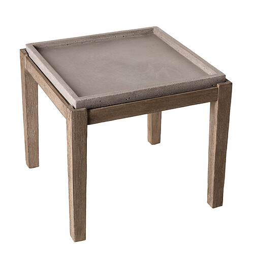 MACABANE Table basse carrée Plateau en béton 53x53cm pieds en Acacia