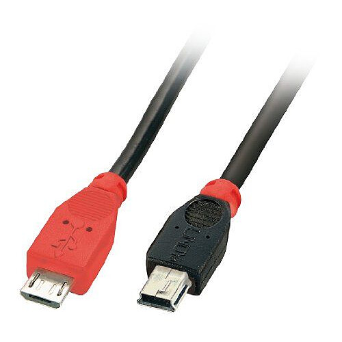 Lindy 31717 Câble USB Micro-B/Mini-B OTG 0,5 m Noir