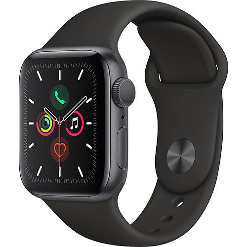 Apple Watch 5 - 40 - Alu gris / Bracelet Sport Noir · Reconditionné