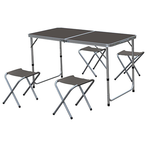 3S. x Home Table Pliante en Aluminium avec 4 Tabourets