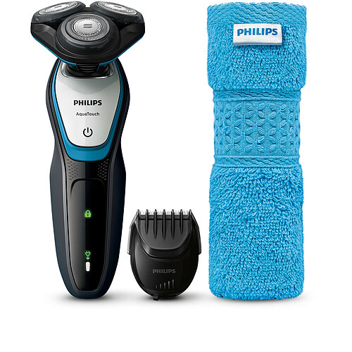 Philips Rasoir électrique AquaTouch - S5070/65 - Gris anthracite/Bleu aquatique