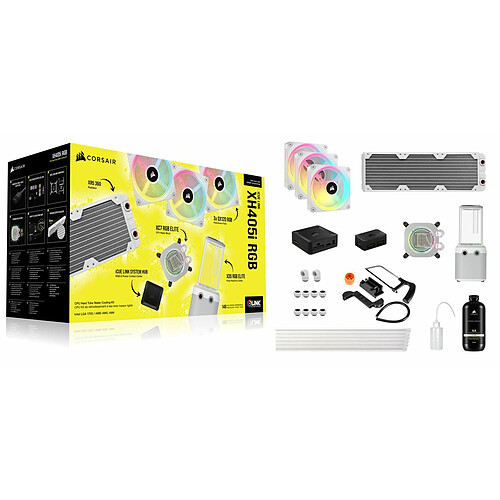 Kit de watercooling personnalisé CORSAIR Hydro X Series iCUE LINK XH405i - Blanc