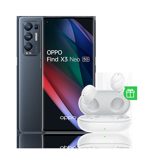 OPPO Find X3 Neo 5G - 256 Go - Noir + Enco Buds - Blanc