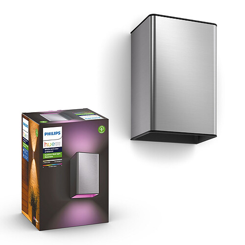 Philips Hue Applique murale d'extérieur connectée RESONATE - 2x8W - Inox - White & Color Ambiance