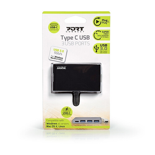 Port Connect HUB TYPE C TO 3 USB 3.0 + TYPE C