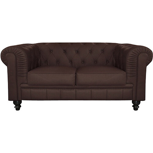 3S. x Home Canapé chesterfield simili choco capitonné 2 places