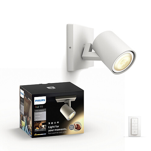 Philips Hue White Ambiance RUNNER Spot 1x5.5W- Blanc (télécommande incluse) - Bluetooth