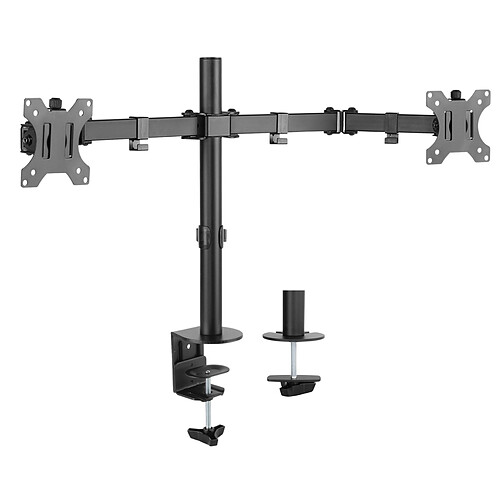 D2 Diffusion D2 Double Support Ecran PC pour 13"-32" de Construction Robuste Hauteur Ergonomique Rotation à 360° Support de Moniteur Charge Maximal de 8kg par bras - Noir