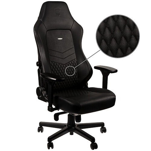 Noblechairs HERO - Vrai Cuir - Noir/Noir