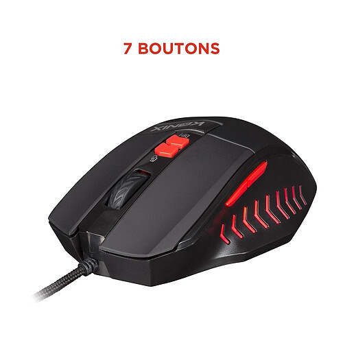Konix Drakkar Hœnir Mouse Gaming Cablato - 8 Pulsanti Programmabili, 3200 DPI, Retroilluminazione 4 Colori - 3