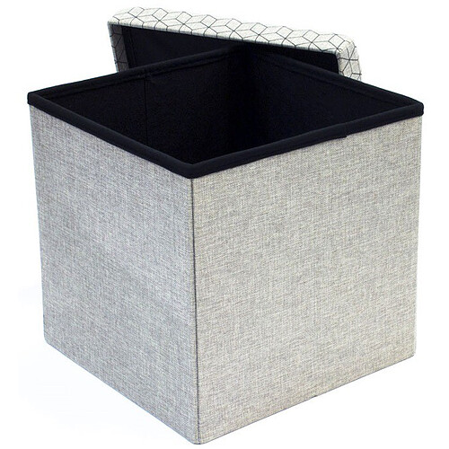 3S. x Home Coffre rangement pouf pliable gris clair DOTTY