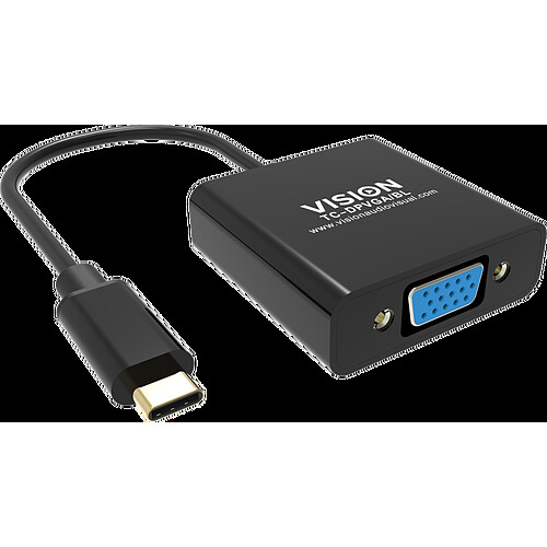 Vision TC-USBCVGA/BL câble vidéo et adaptateur USB Type-C VGA (D-Sub) Noir