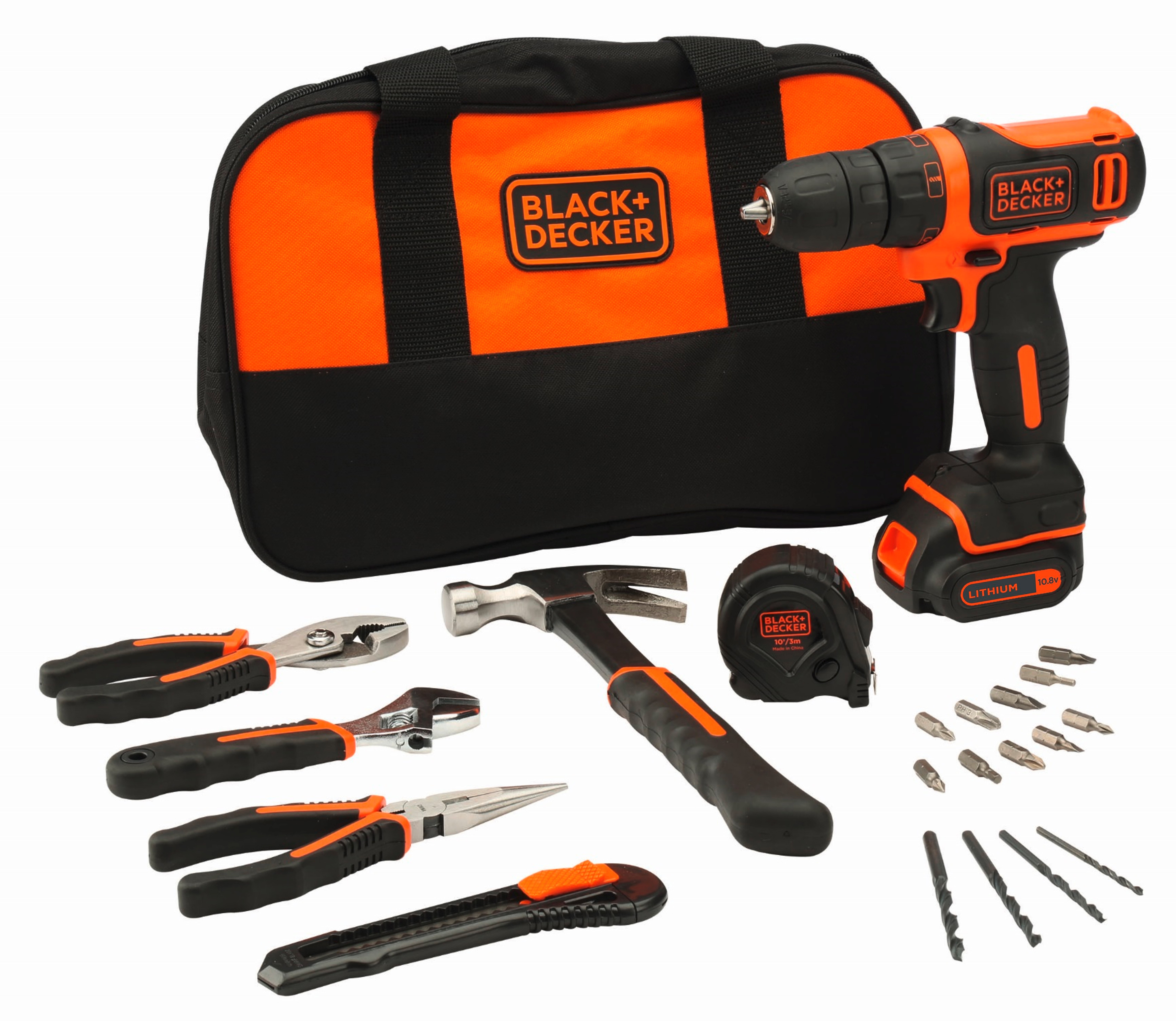 BLACK ET DECKER Perceuse-visseuse sans fil 10,8V avec sac et accessoires - BDCDD12HTSA