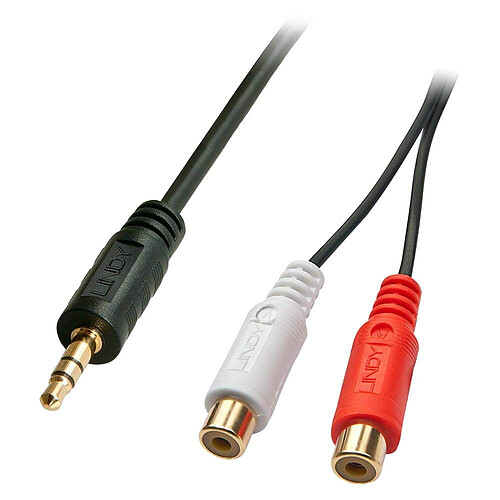 Adaptateur LINDY 35678 [1x Jack mâle 3.5 mm - 2x Cinch / RCA femelle] 0.25 m noir