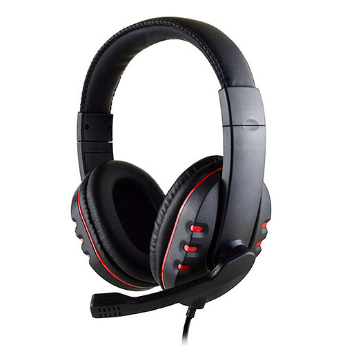 Casque micro HEDEN filaire connecteur USB, telecommande intégr micro pivotant, arceau réglable noir- rouge