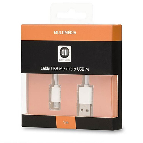 D2 DIFFUSION Cable USB 2.0 micro male/ male 1m blanc