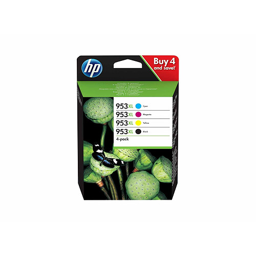 HP 953XL pack de 4 cartouches d'encre noir/cyan/magenta/jaune grande capacité authentiques