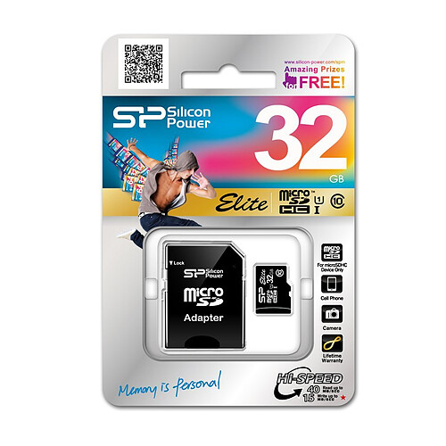 Silicon-Power Silicon Power MicroSDHC 32GB UHS-1 Elite/cl.10 w/Adapt SP032GBSTHBU1V10SP