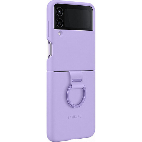 Coque en silicone avec anneau pour Samsung Galaxy Z Flip 4 Lavande