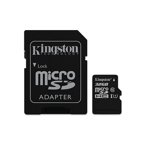 Kingston 32GB microSDHC Class 10 UHS-I 45MB/s Read Card + SD Adapter