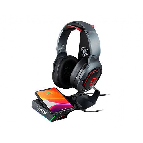 Support Casque MSI Immerse HS01 Avec Chargeur Sans Fil Qi - Design Métal RGB - Accessoire Gaming