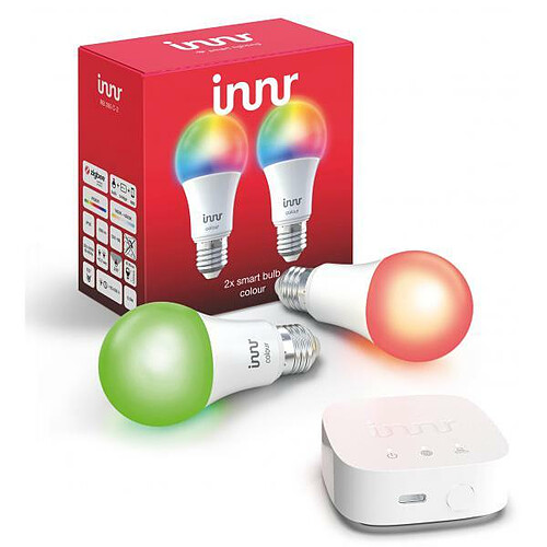 Innr Kit de démarrage avec Pont, 2 Ampoules Zigbee E27 blanc/couleur et Télécommande