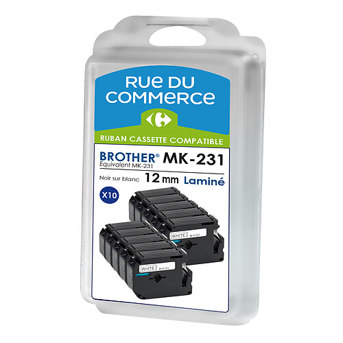 Rue du Commerce Brother MK-231BZ - Pack de 10 cassettes à ruban