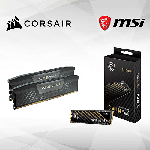 Corsair VENGEANCE 2x16Go - DDR5 5200 Mhz  - CAS 40 - Noir + Disque SSD - SPATIUM M470 PCIe 4.0 NVMe M.2 1TB