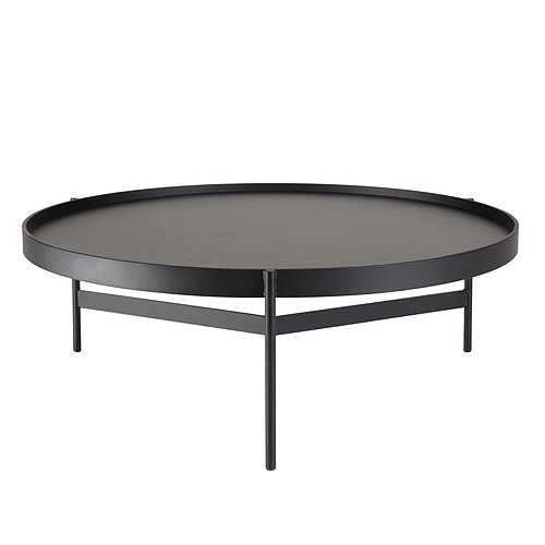 MACABANE Table basse ronde Noir 102x102cm piètement métal DALY