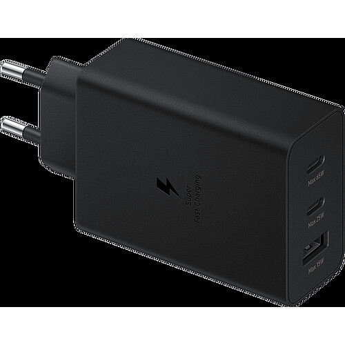 Chargeur maison triple USB A+C+C PD 65W (35W+25W+5W) Ultra-rapide Noir Samsung