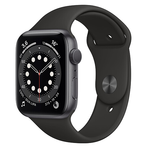 Apple Watch Series 6 - GPS - 44 - Alu Gris Sidéral / Bracelet Sport Noir- Regular · Reconditionné