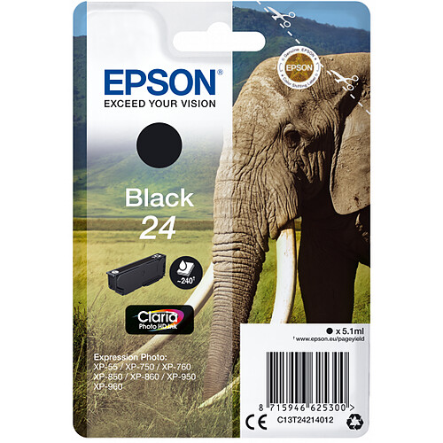 Epson Cartouche Elephant - Encre Claria Photo HD Noir