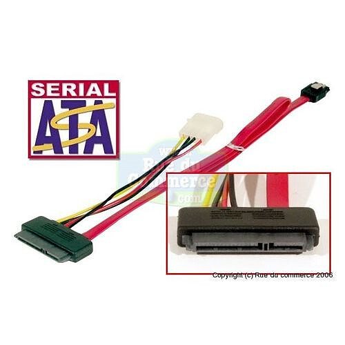 Rue du Commerce Adaptateur Combo SATA mâle (Alim + données) / Alim Molex 4 points + Données SATA mâle, 0m40 