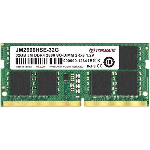 Transcend JetRAM - 32 Go - DDR4 - SO DIMM 260 broches - 2666 MHz - CL19
