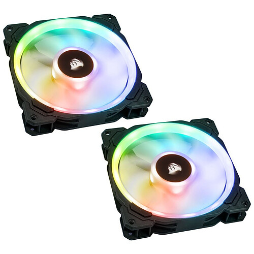  Corsair LL Series, LL140 RGB, 140mm Dual Light Loop RGB LED PWM Fan, 2 Fan Pack with Lighting Node PRO 