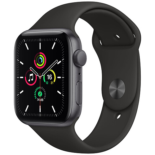 Apple Watch SE - GPS - 44 - Alu Gris Sidéral / Bracelet Sport Noir - Regular · Reconditionné