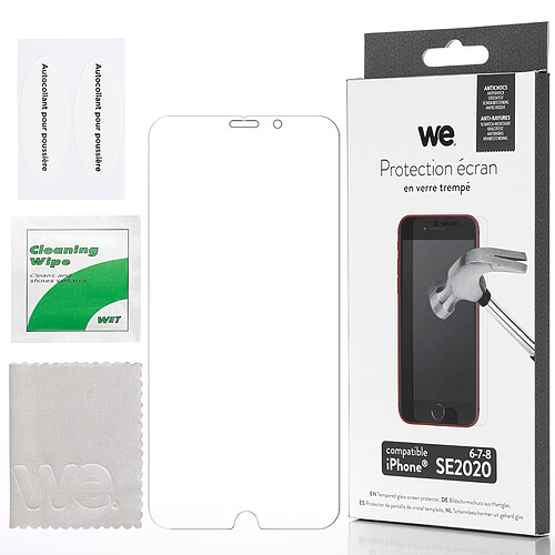 WE Verre Trempé pour [IPHONE SE 2020 6/6S/7/8] - Film Protection Ecran Anti-Rayures - Anti-Bulles d'Air - Ultra Résistant - Dureté 9H Glass