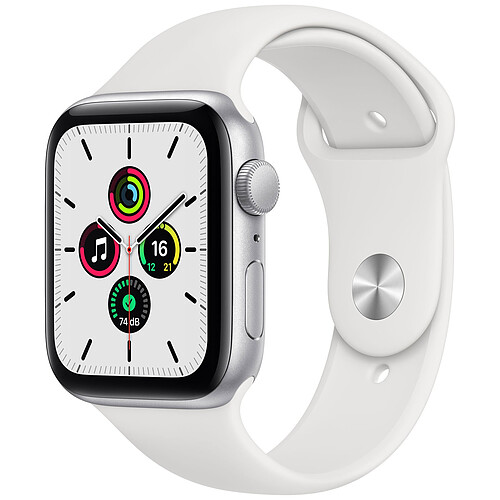 Apple Watch SE - GPS - 44 - Alu Argent / Bracelet Sport Blanc - Regular · Reconditionné