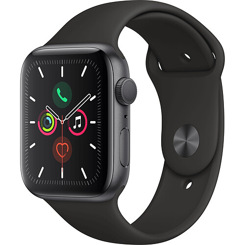 Apple Watch 5 - 44 - Alu gris / Bracelet Sport Noir · Reconditionné