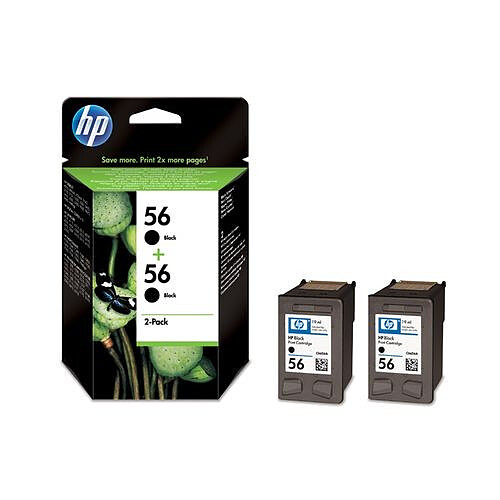 HP Pack de 2 cartouches d'encre Noire n°56 - C9502AE - 2x19 ml