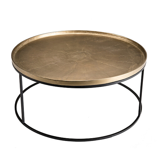 MACABANE Table basse ronde 88cm aluminium doré pieds ronds - JANICE