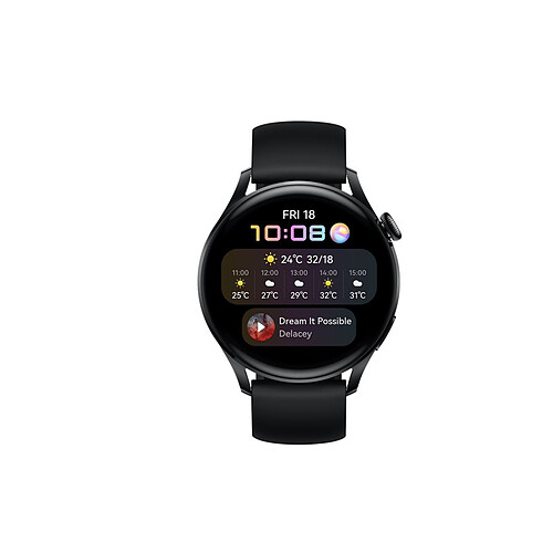 Huawei Watch 3 Active - 4G - Bracelet Fluoroelastomère Noir