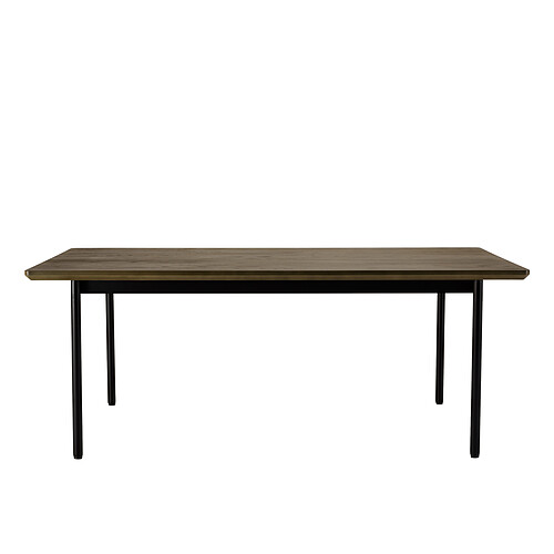 MACABANE Table à manger rectang. marron foncé 200x100cm pieds métal noir ALMA