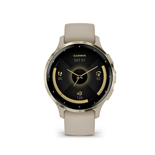 Montre Connectée Mixte Garmin VENU 3S - 010-02785-02 - Bracelet Silicone Beige