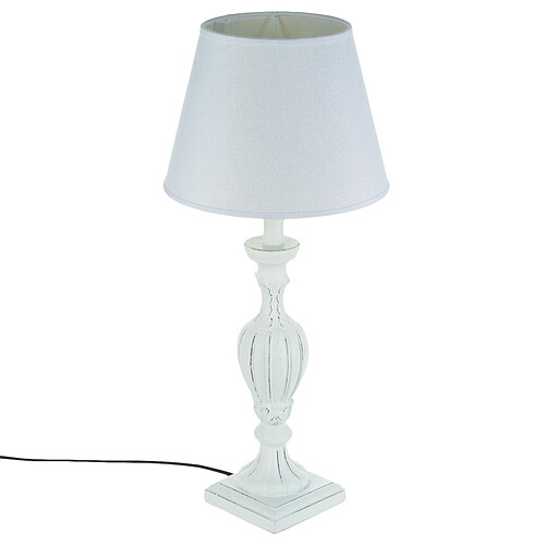 3S. x Home LAMPE BOIS PATINE BLANC H56