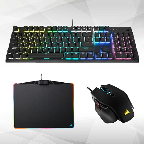 Corsair Pack full RGB - K60 RGB PRO - Clavier gamer + Souris M65 ELITE + Tapis MM800 Polaris