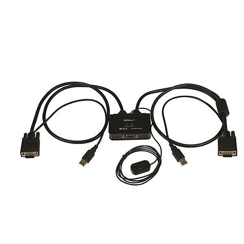 StarTech.com Switch KVM USB VGA à 2 ports - Commutateur KVM alimente par USB avec Câbles et commutateur à distance